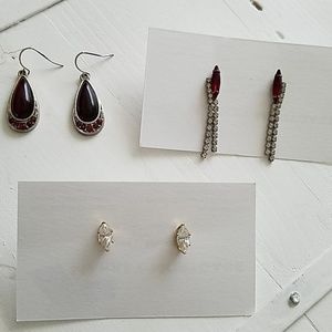 Earrings, red, sparkly!
